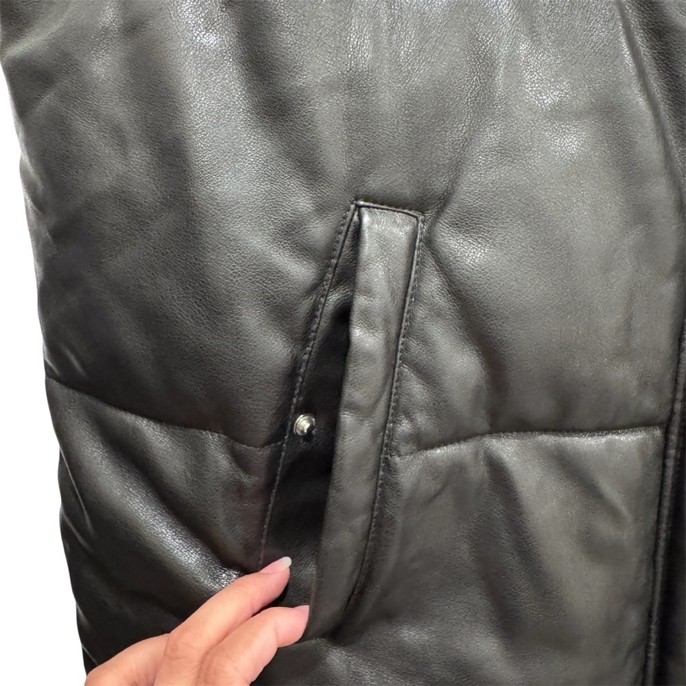 Abercrombie & Fitch Vegan Leather Puffer Vest Black Sz XL - Picture 4 of 14